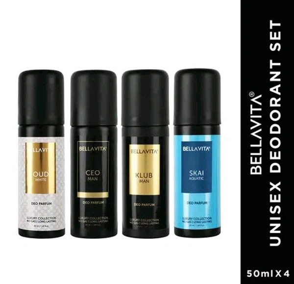 Bella Vita Perfume Deo Spray Travel Size Deodorant Gift Set - 50 ml x 4