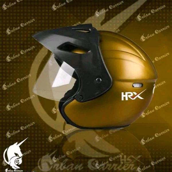 Urban Carrier URBAN CARRIER Dashing ISI Certified Open Face Helmet for Men and Women with Clear Visor Motorbike Helmet-ABS Material - Gold