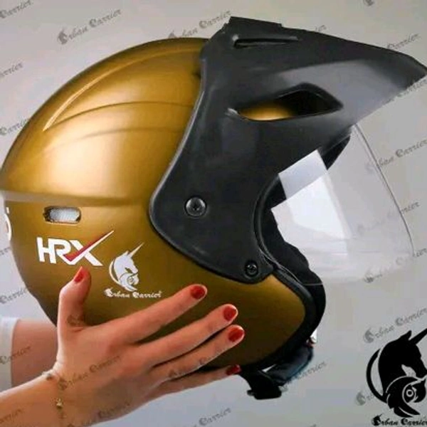 Urban Carrier URBAN CARRIER Dashing ISI Certified Open Face Helmet for Men and Women with Clear Visor Motorbike Helmet-ABS Material - Gold