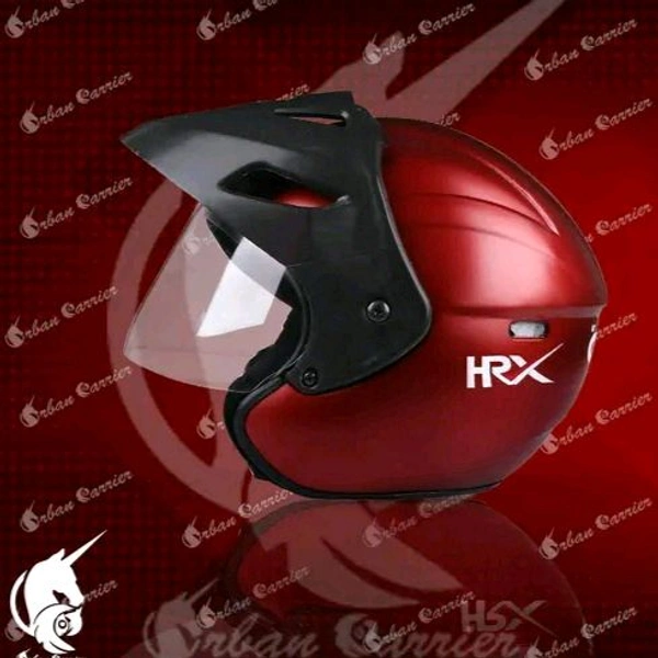 Urban Carrier URBAN CARRIER Dashing ISI Certified Open Face Helmet for Men and Women with Clear Visor Motorbike Helmet-ABS Material - Red