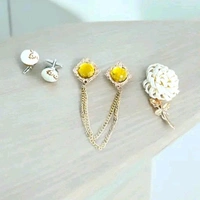 Necktie with Pocket square Lapel Pin Flawer and Brooch & Cufflinks Pair set