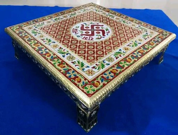 Handicraft Pooja Chowki 18/18 Inch Sathiya - 18 Inch