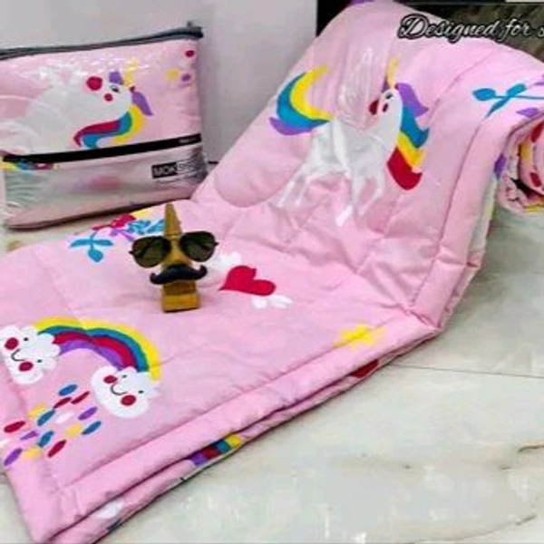 220 GSM Microfiber Reversible AC Comforter/Blanket for Winter/Quilt/Duvets for Single Size Bed - Pink Lace