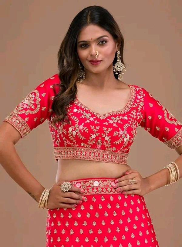 New Trendy Exclusive Deisgner Party Wear Wedding Look Heavy Glamorous Sequence Satin Silk Blend Lehenga Choli - Red