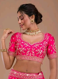 New Trendy Exclusive Deisgner Party Wear Wedding Look Heavy Glamorous Sequence Satin Silk Blend Lehenga Choli - Pink