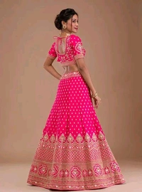 New Trendy Exclusive Deisgner Party Wear Wedding Look Heavy Glamorous Sequence Satin Silk Blend Lehenga Choli - Pink