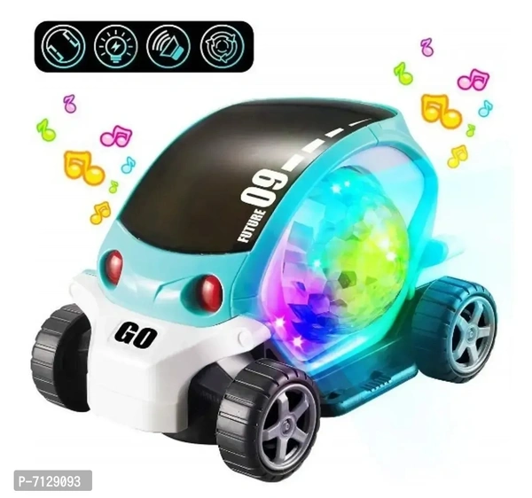 09 Future Car 360 Degree Rotating Musical and Stunt Toy Car for Kids with Flashing Light and Music Sound - 3 Years Plus