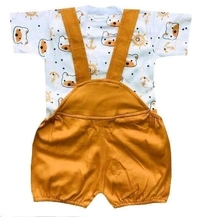 Casual Printed Dungaree Set for Baby Boys & Baby Girls - 3-6 Month