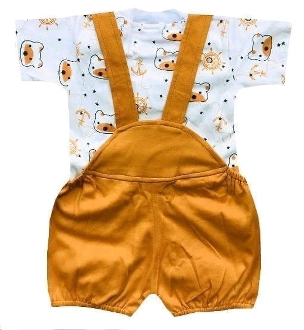 Casual Printed Dungaree Set for Baby Boys & Baby Girls - 3-6 Month