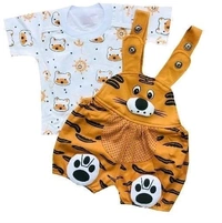Casual Printed Dungaree Set for Baby Boys & Baby Girls - 3-6 Month