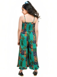 Rayon Overall Print A-Line Maxi Jumpsuit - 11-12 Years