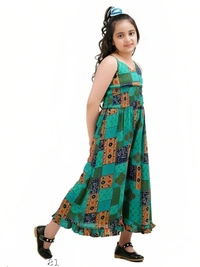 Rayon Overall Print A-Line Maxi Jumpsuit - 11-12 Years