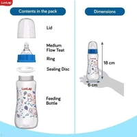 LuvLap Anti-Colic Slim/Regular Neck Essential Baby Feeding Bottle,Jungle tales 250ml. Pack of 1 - 250 ML