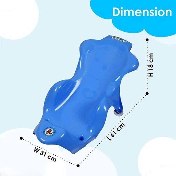 Anti-Slip Big Plastic Bath Chair Seat Sling with Non-Slip Strong Suction for Bathing with Water - Blue