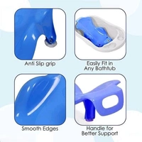 Anti-Slip Big Plastic Bath Chair Seat Sling with Non-Slip Strong Suction for Bathing with Water - Blue