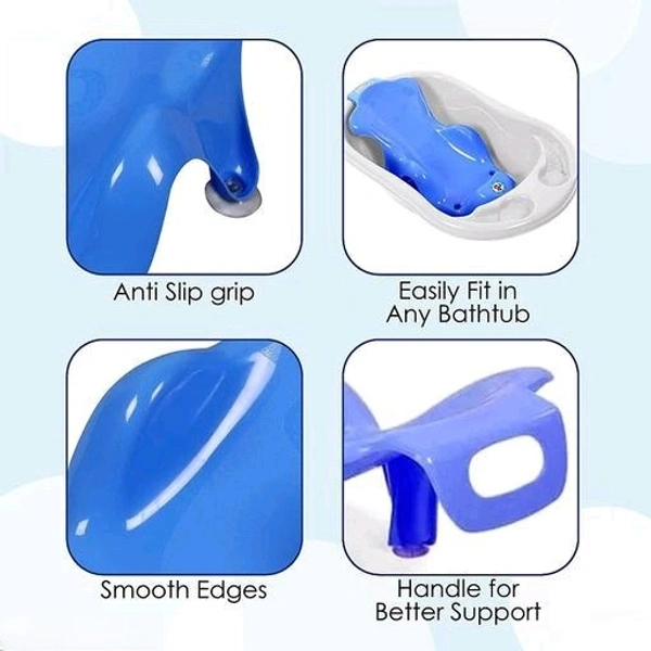 Anti-Slip Big Plastic Bath Chair Seat Sling with Non-Slip Strong Suction for Bathing with Water - Blue