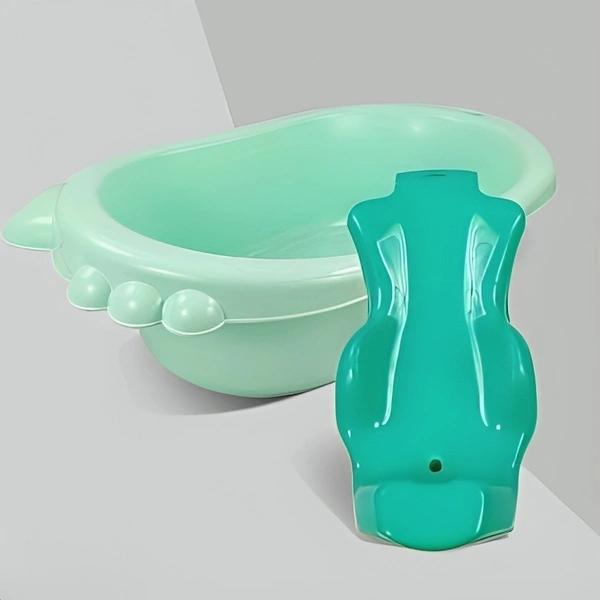 Dash Coco Anti Slip Plastic Bathtub with Toddler Bath Seat (Green)