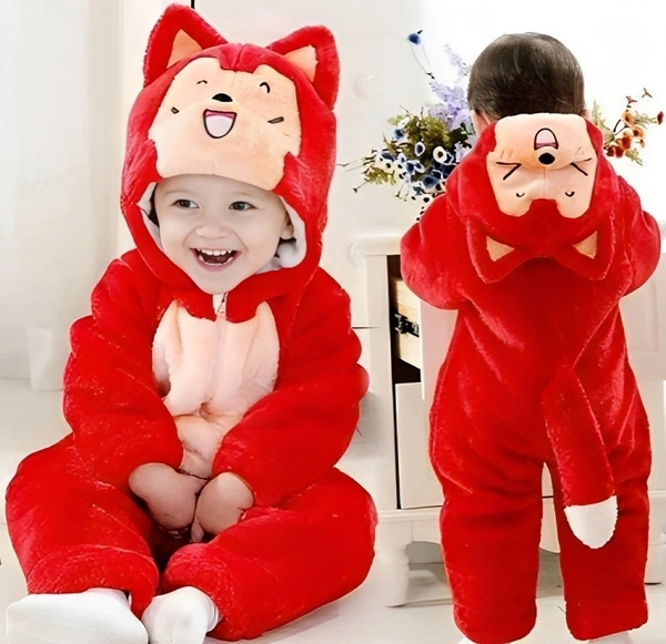 Adorable Panda Style Baby Jumpsuit - BRANDONN Unisex Cosplay Outfit - 6-9 Months, Red