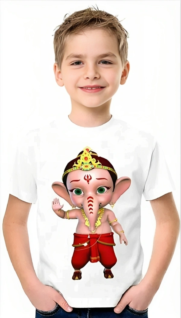 GANESH CHATURTHI PRINTED UNISEX T-SHIRTS FOR KIDS - 9-12 Month, 1