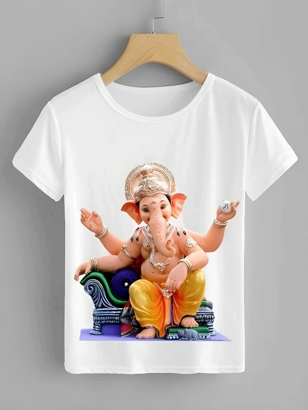 GANESH CHATURTHI PRINTED UNISEX T-SHIRTS FOR KIDS - 11-12 Year