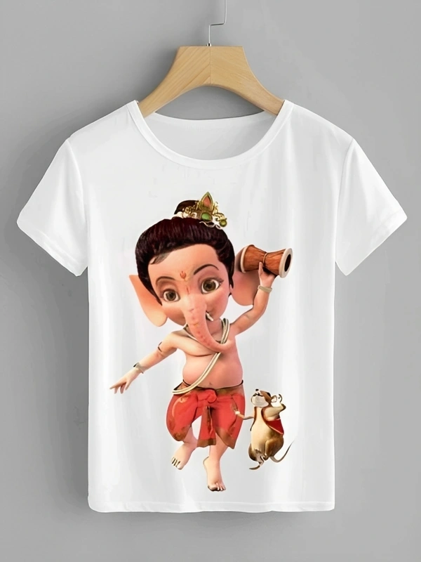 GANESH CHATURTHI PRINTED UNISEX T-SHIRTS FOR KIDS - 2-3 Year