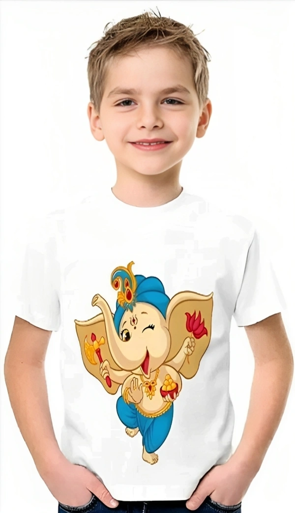 GANESH CHATURTHI PRINTED UNISEX T-SHIRTS FOR KIDS - 9-10 Years