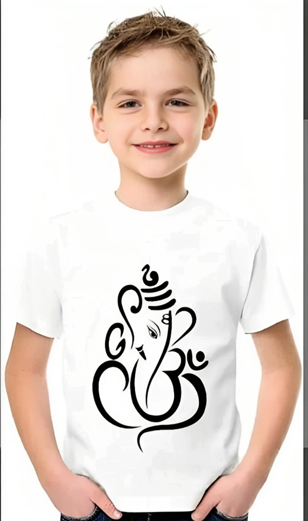 GANESH CHATURTHI PRINTED UNISEX T-SHIRTS FOR KIDS - 7-8 Year