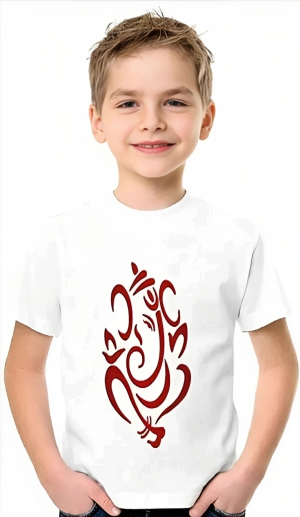 GANESH CHATURTHI PRINTED UNISEX T-SHIRTS FOR KIDS - 6-12 Month