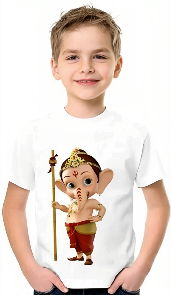 GANESH CHATURTHI PRINTED UNISEX T-SHIRTS FOR KIDS - 0-3 Month
