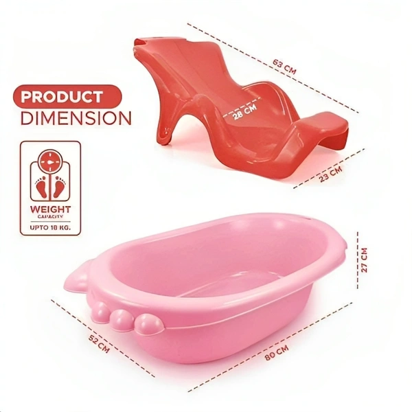 Dash Coco Anti Slip Plastic Bathtub with Toddler Bath Seat - Free Size