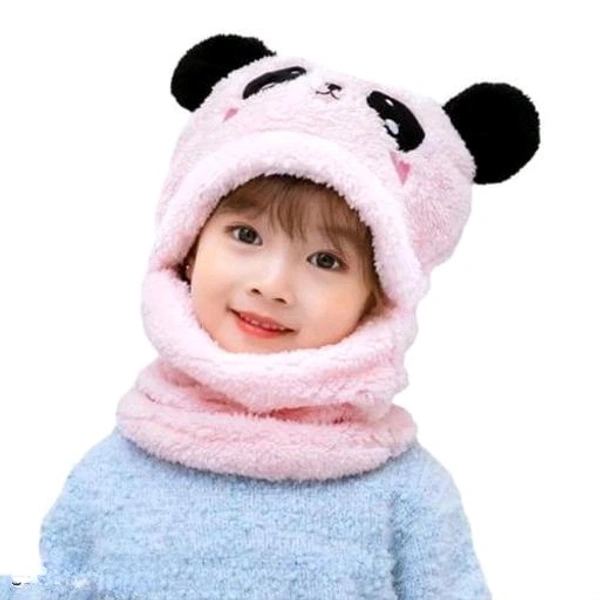 Panda Kids Woolen Cap - Pink