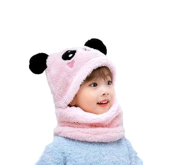 Panda Kids Woolen Cap - Pink