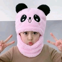 Panda Kids Woolen Cap - Pink