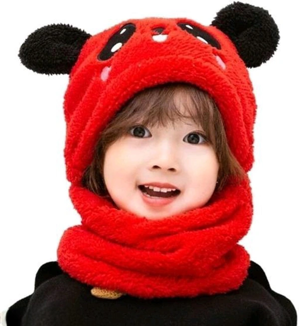 Panda Kids Woolen Cap - Red
