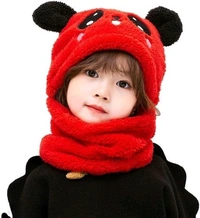 Panda Kids Woolen Cap - Red