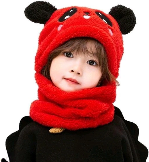 Panda Kids Woolen Cap - Red