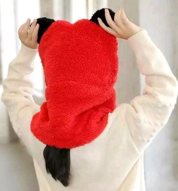 Panda Kids Woolen Cap - Red