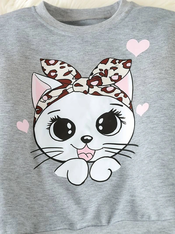 Cat Print Girls' Fashion Set - 5-6 Years