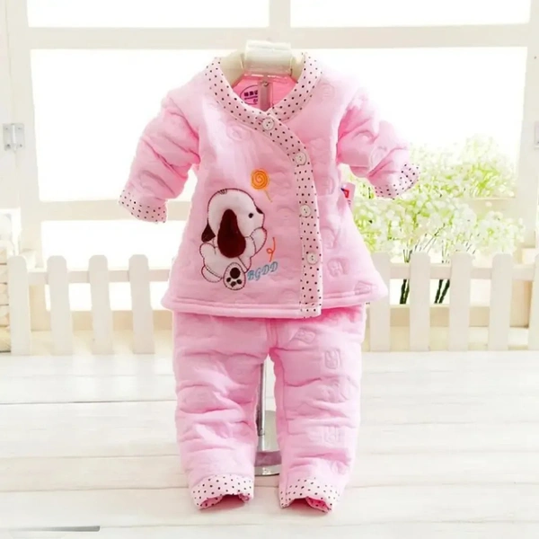 Unisex Newborn Baby Fleece Winter Wear Dress - 6-9 Month, Blush Pink