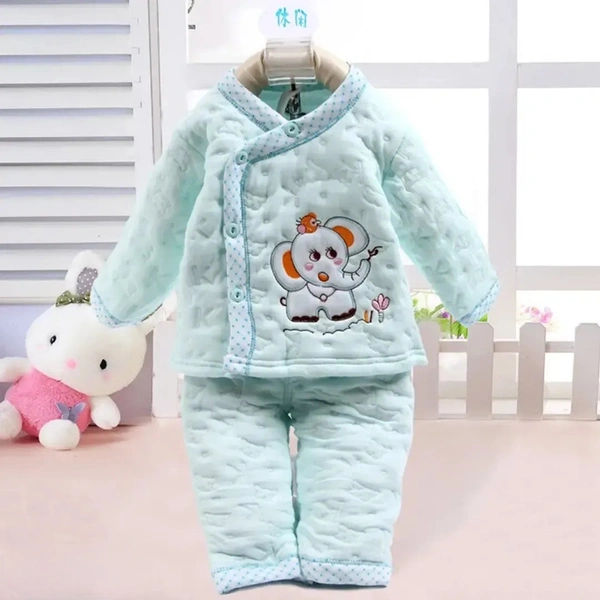 Unisex Newborn Baby Fleece Winter Wear Dress - 6-9 Month, Neptune