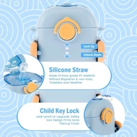 Cute Bus Shape Car Water Bottle with Straw & Wheels for Kids - Portable Sipper Cup with Shoulder Strap - 500 ML, Purple