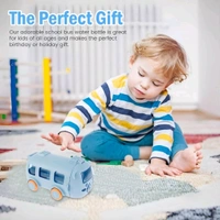 Cute Bus Shape Car Water Bottle with Straw & Wheels for Kids - Portable Sipper Cup with Shoulder Strap - 500 ML, Purple