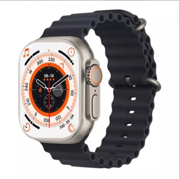 HK10 Ultra Smartwatch 3D Oled Display - 32GB Storage Connect With Airpod Pro And Smartphone - Silver, Black Strap