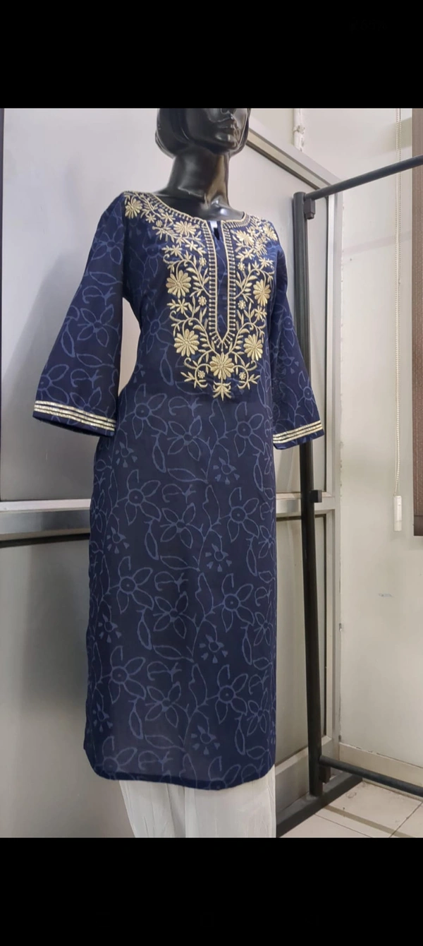 Navy blue Embroidered Work - Navy Blue, XXL