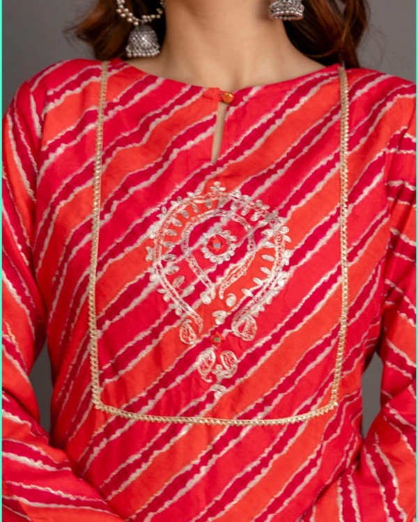 Red Rani Lehriya With Gotta Pati  - Rose, L