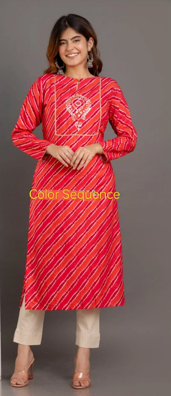 Red Rani Lehriya With Gotta Pati  - Rose, L