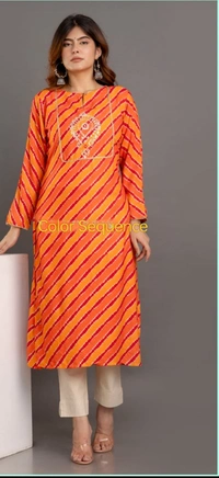 Orange Red Lehriya With Gotta Patti - Flush Orange, XXL