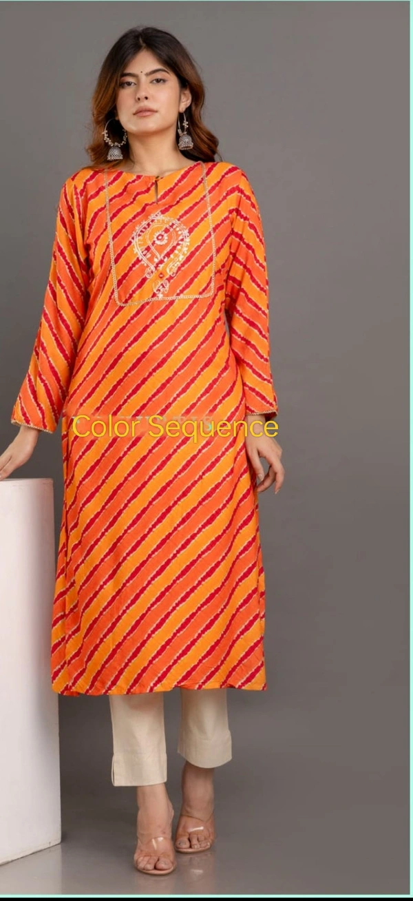 Orange Red Lehriya With Gotta Patti - Flush Orange, XXL