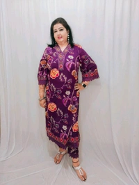 Purple Floral Pakistani Style - Purple, Xl