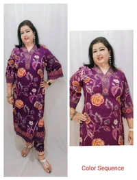 Purple Floral Pakistani Style - Purple, Xl